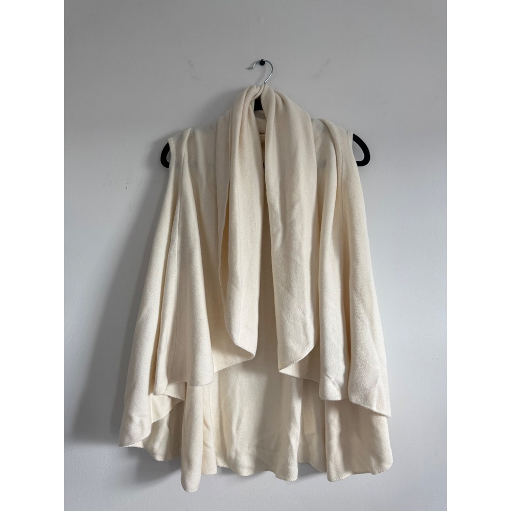 Moth Anthropologie Cream Draped Open Front Knit Vest Cardigan One Size OS